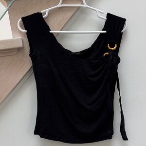 Roberto Cavalli Black Tank Top with Gold Detail